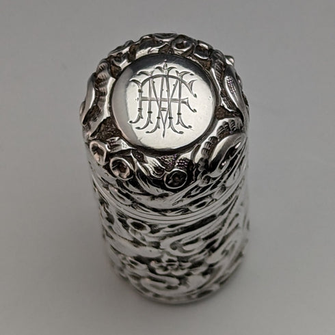 1896 British Antique Sterling Silver Relief Bird Sculpture Portable Perfume Bottle Sampson Mordan